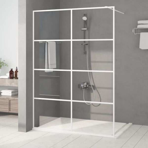 vidaXL Walk-in Shower Wall White 140x195 cm Clear ESG Glass