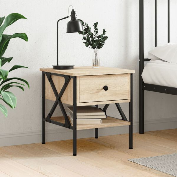 vidaXL Bedside Table Sonoma Oak 40x42x45 cm Engineered Wood