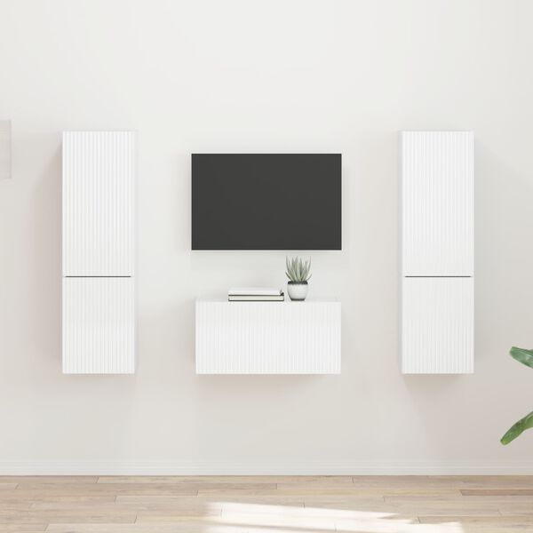 vidaXL TV Cabinet Set 5 pcs High Gloss White Engineered Wood