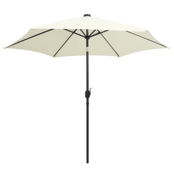 vidaXL Garden Parasol with LED Lights and Aluminium Pole 300 cm Sand White