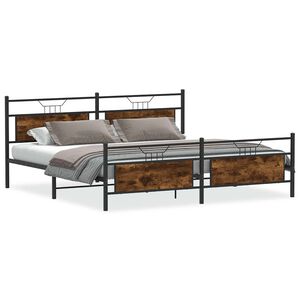 vidaXL Metal Bed Frame without Mattress Smoked Oak 193x203 cm