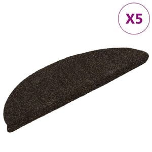 vidaXL Stair Mats Self-adhesive 5 pcs 56x17x3 cm Dark Brown Half Round