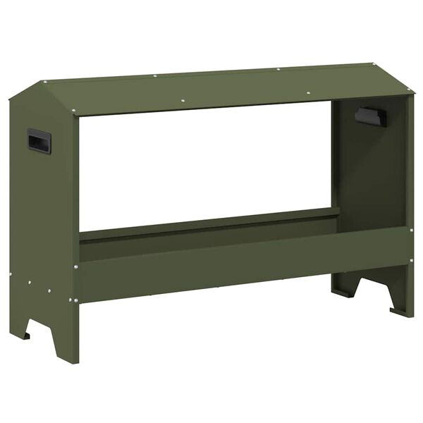 vidaXL Chicken Feeding Trough Olive Green 81 x 32 x 53.5 cm