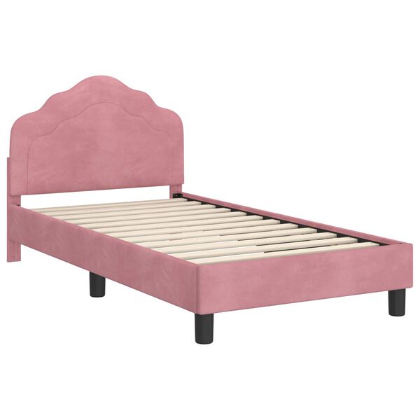 vidaXL Children's Bed Frame with Headboard Pink 80 x 160 cm Velvet