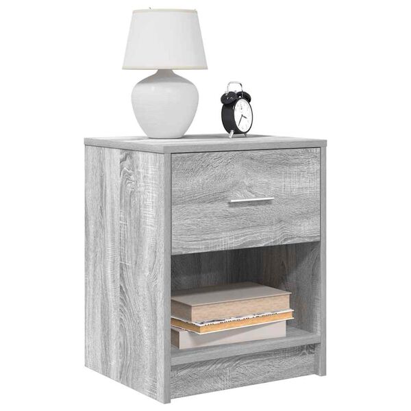 vidaXL Bedside Cabinet with Drawer Grey Sonoma 40x34x50 cm