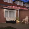 vidaXL Retractable Awning Manual Red and white 300 x 250 cm Fabric