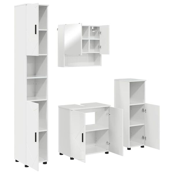 vidaXL Bathroom Furniture Set 4 pcs High gloss white Engineered wood