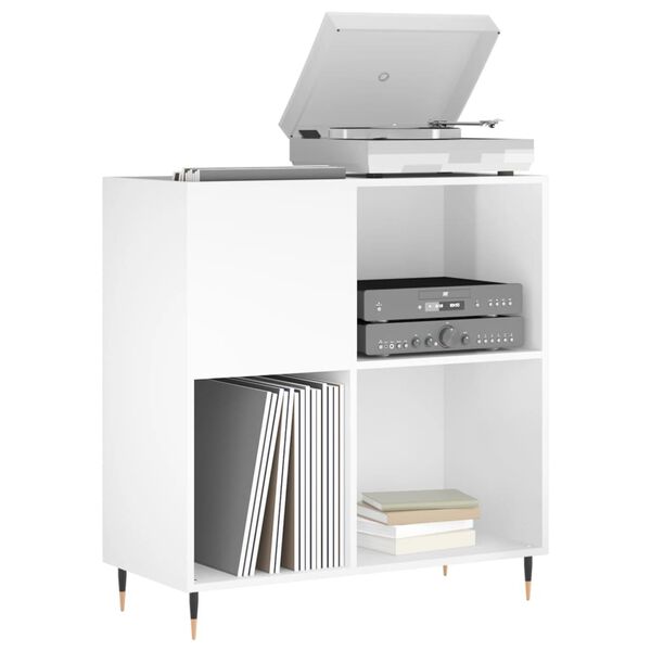 vidaXL Record Cabinet High Gloss White 84.5x38x89 cm Engineered Wood