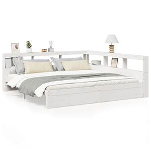 vidaXL Bookcase Bed without Mattress White 200x200 cm Solid Wood Pine
