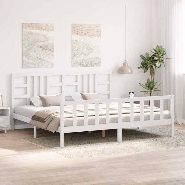 vidaXL Bed Frame without Mattress White 200x200 cm Solid Wood Pine