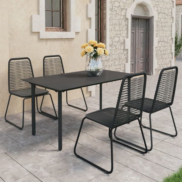 vidaXL 5 Piece Garden Dining Set PVC Rattan Black