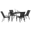 vidaXL Garden Dining Set 5 pcs Black Powder-coated Steel
