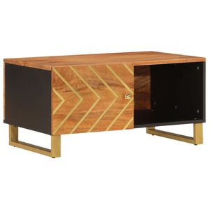 vidaXL Coffee Table Brown and Black 80x50x40 cm Solid Wood Mango