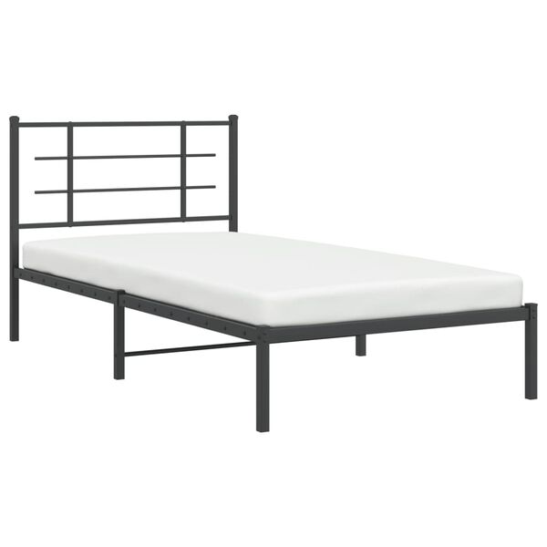 vidaXL Metal Bed Frame without Mattress with Headboard Black 100x200cm