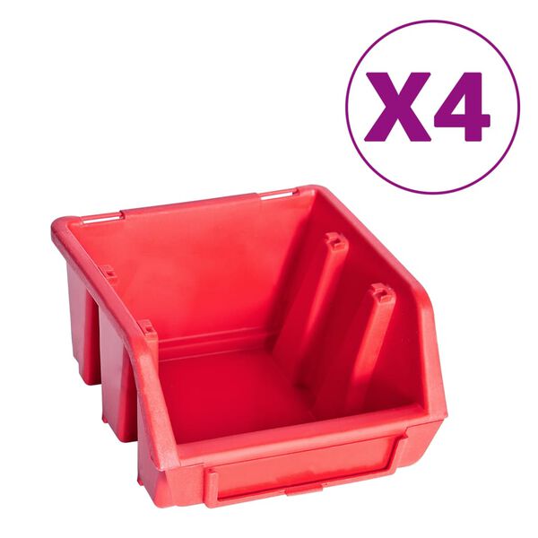 vidaXL 8 Piece Storage Bin Kit with Wall Panel Red and Black