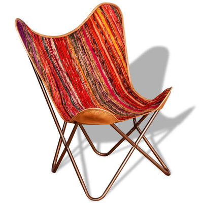 vidaXL Butterfly Chairs 4 pcs Multicolour Chindi Fabric