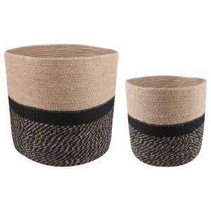 vidaXL Plant Pot Set 2 pcs Natural and Black &Oslash; 28 x 28 cm