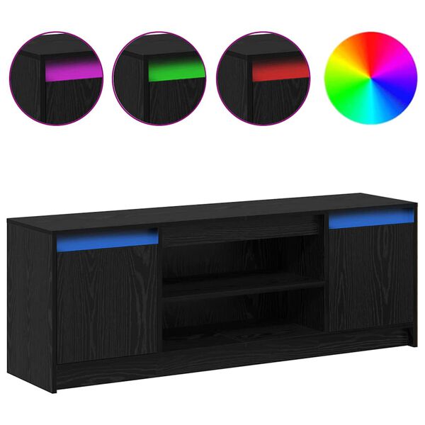 vidaXL TV Units Black 139.5 x 34 x 50 cm Engineered wood