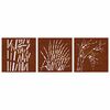 vidaXL Garden Wall Decorations 3 pcs 55x55 cm Corten Steel Grass Design