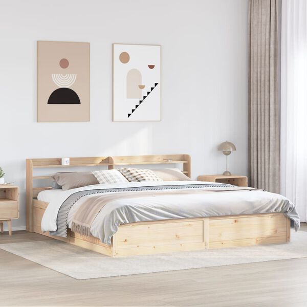 vidaXL Bed Frame with Headboard 180x200 cm Super King Solid Wood Pine