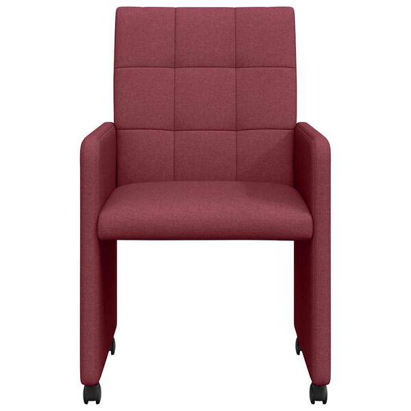 vidaXL Dining Chairs with Wheels 2 pcs Wine red 58 x 65 x 94 cm Fabric