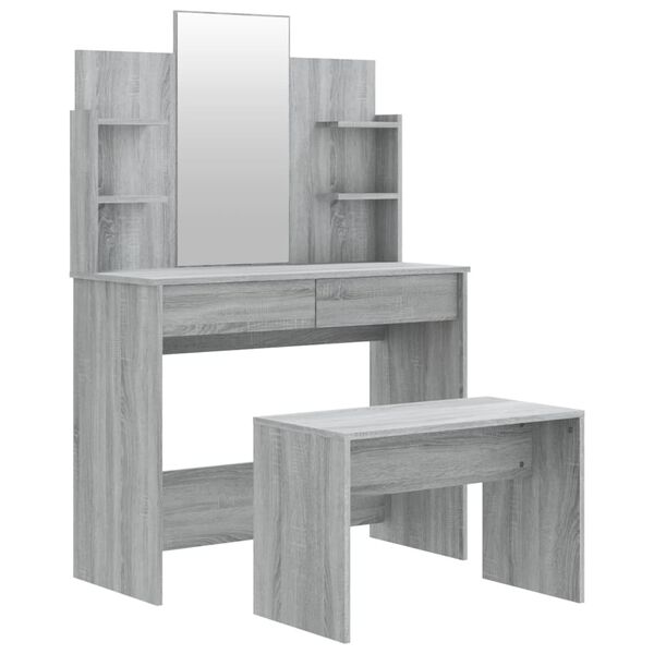 vidaXL Dressing Table Set Grey Sonoma 96x40x142 cm