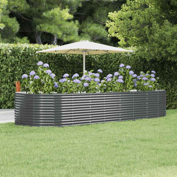 vidaXL Garden Raised Bed Anthracite 367x140x68 cm Galvanised Steel