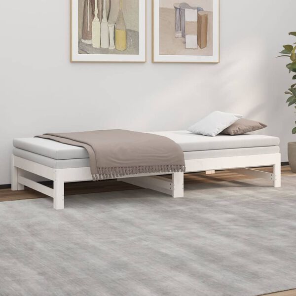 vidaXL Pull-out Day Bed without Mattress White 2x(90x200) cm