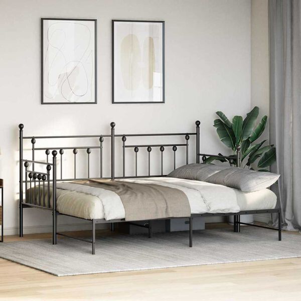 vidaXL Daybed Frame with Headboard Black 75 x 190 cm Steel