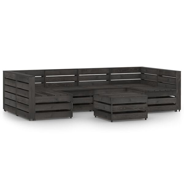 vidaXL 7 Piece Garden Lounge Set Grey Impregnated Pinewood