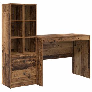 vidaXL Desk Old Wood 145.5 x 50 x 127 cm 2 pcs