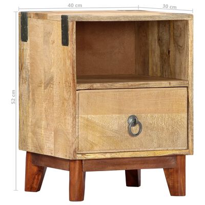 vidaXL Bedside Cabinet 40x30x52 cm Solid Rough Mango Wood