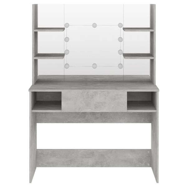 vidaXL Makeup Table with LED Lights 100x40x135 cm MDF Concrete Grey