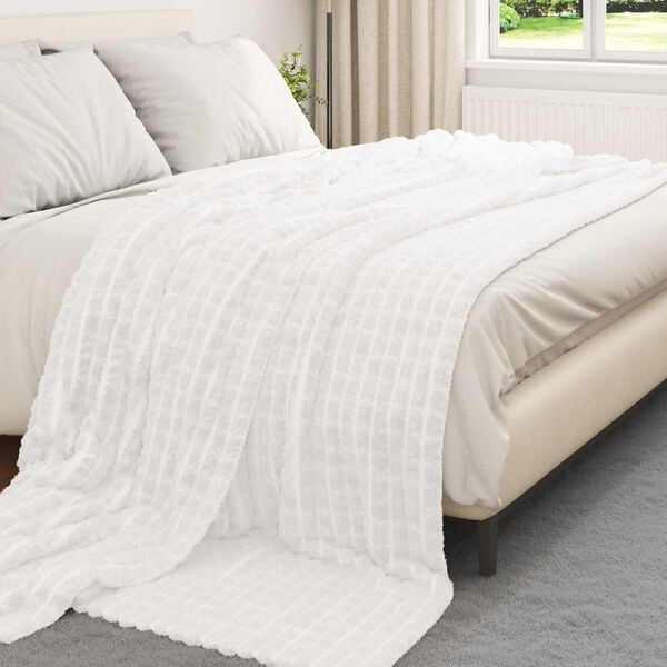 vidaXL Throw Blanket White 240 x 220 cm Fleece