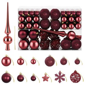 vidaXL Christmas Ball Set 111 pcs Wine Red 6 cm Polystyrene