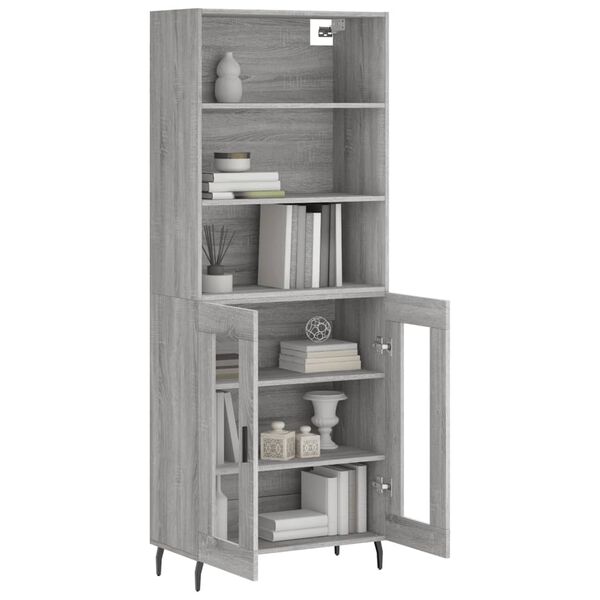 vidaXL Highboard Grey Sonoma 69.5x34x180 cm Engineered Wood