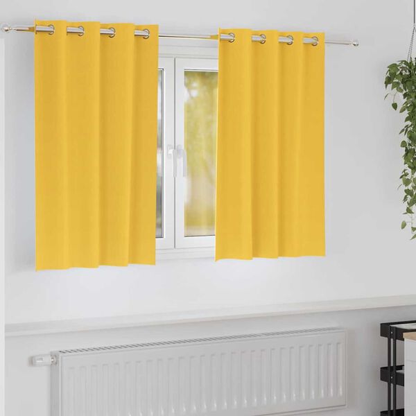 vidaXL Blackout Curtains with Rings 2 pcs Mustard Yellow 140 x 140 cm