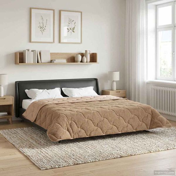 vidaXL Summer Duvet Taupe 200 x 220 cm Microfiber and Teddy fleece