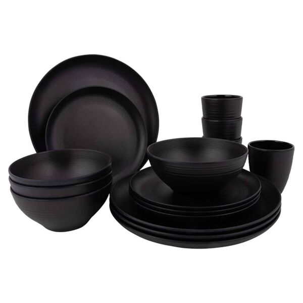 Bo-Camp 16 Piece Tableware Orville Melamine Black