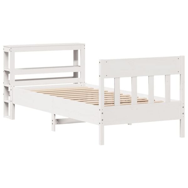 vidaXL Bed Frame without Mattress White 75x190 cm Small Single Solid Wood Pine