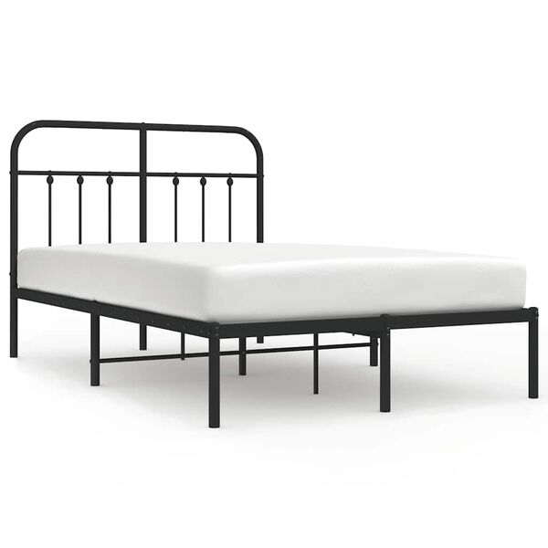 vidaXL Metal Bed Frame without Mattress with Headboard Black 120x190cm