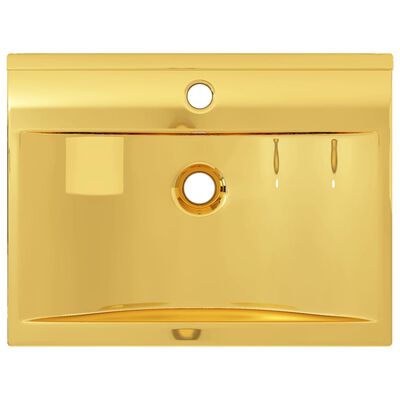 vidaXL Wash Basin with Overflow 60x46x16 cm Ceramic Gold