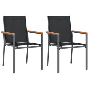 vidaXL Garden Chairs 2 pcs Black 55x61.5x90 cm Textilene and Steel