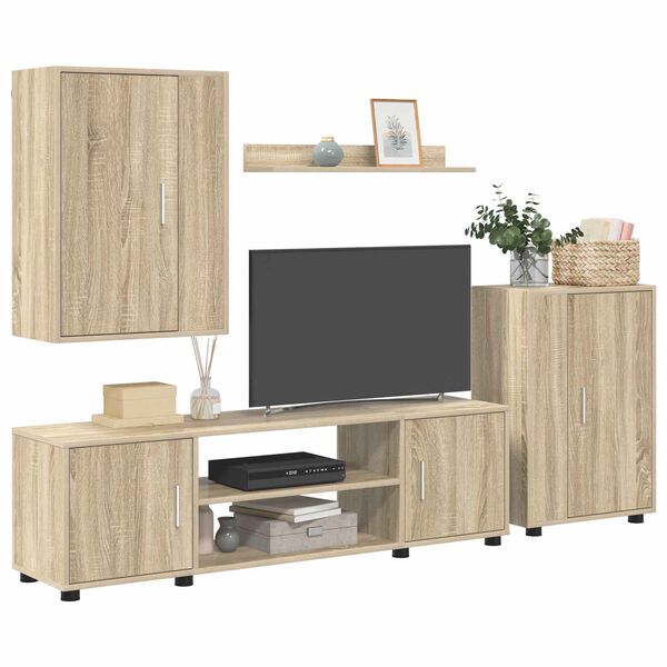 vidaXL TV Cabinet Set Wall-mounted 4 pcs Sonoma Oak Engineered wood