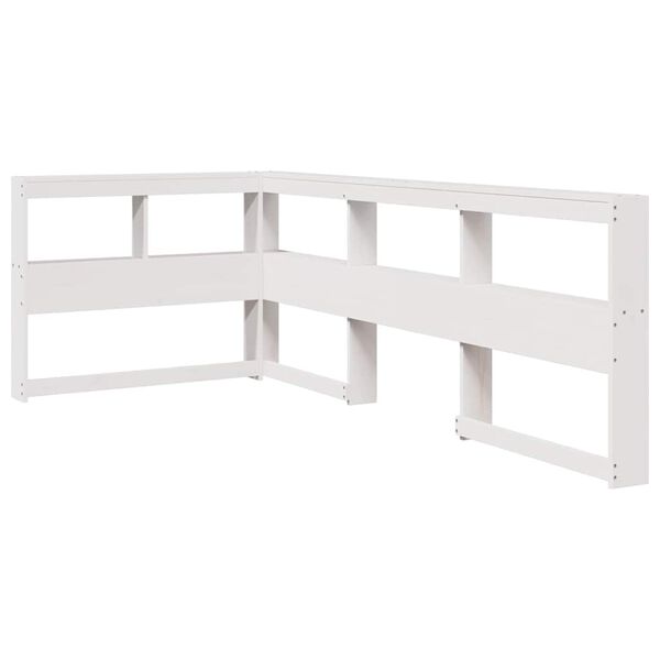 vidaXL Bookcase Headboard L-Shaped White 90 cm Solid Wood Pine