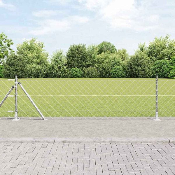 vidaXL Fence Post Silver 10 x 0.6 m (60 x 60 mm mesh) Steel
