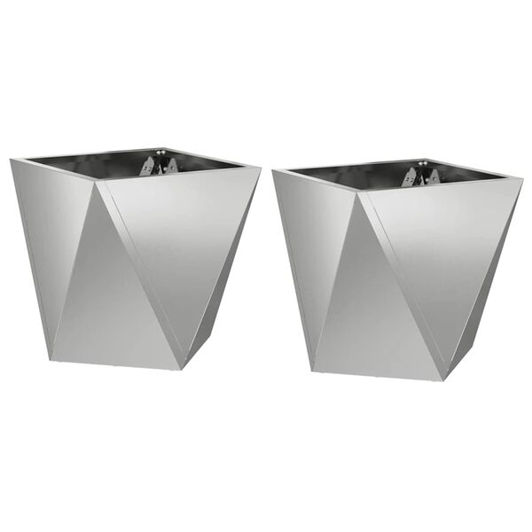 vidaXL Planter 2 pcs Silver 30 x 30 x 30 cm Galvanised Steel