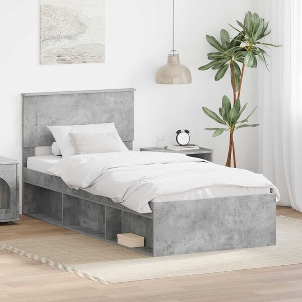 vidaXL Bed Frame Concerte Grey 90 x 190 cm Engineered wood