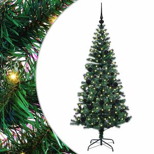vidaXL Artificial Pre-lit Christmas Tree Green 150 cm PVC and Metal