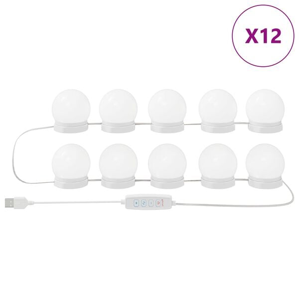 vidaXL Mirror Lights 12 pcs White 4.5 x 4.5 x 4.8 cm Plastic